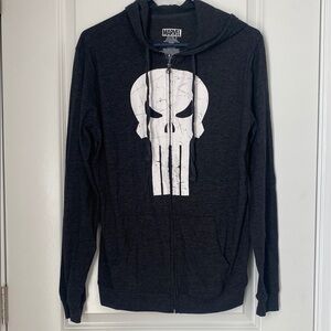 Marvel Black Punisher Men's Hoodie Sweater Zipper with Pockets